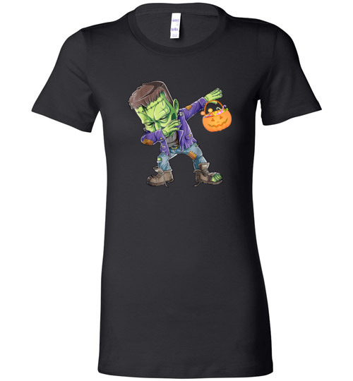 $19.95 – Happy Daboween Frankenstein Halloween Dabbing Trick Version Lady T-Shirt