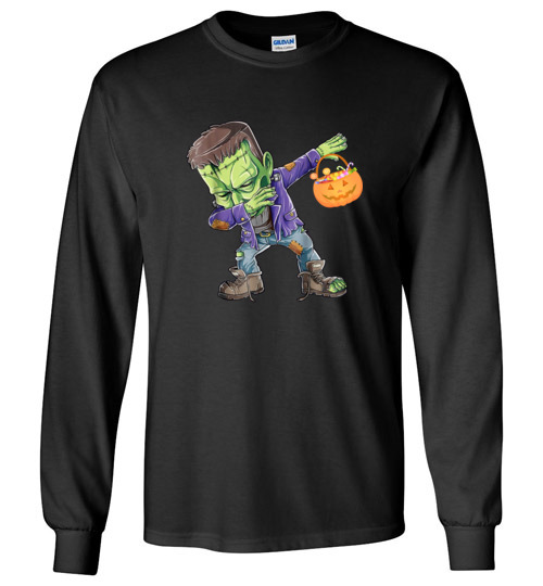$23.95 – Happy Daboween Frankenstein Halloween Dabbing Trick Version Long Sleeve Shirt