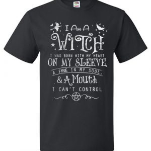 I am a witch i was born with my heart on my sleeve funny Halloween T-Shirt
