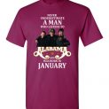 Never Underestimate A Man Who Listens to Alabama And Was Born In January T-Shirt