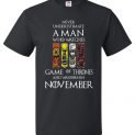 $18.95 - Never Underestimate A Man Who Watches Game Of Thrones Born In November