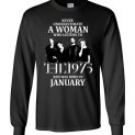$23.95 - Never Underestimate A Woman Who Listens To The 1975 And Was Born In January Canvas Long Sleeve T-Shirt