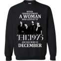 $29.95 - Never Underestimate A Woman Who Listens To The 1975 And Was Born In December Sweatshirt