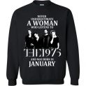 $29.95 - Never Underestimate A Woman Who Listens To The 1975 And Was Born In January Sweatshirt
