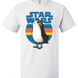 $18.95 - Star Wars Last Jedi Porg Retro Stripes Logo Graphic T-Shirt