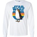 $23.95 - Star Wars Last Jedi Porg Retro Stripes Logo Graphic Canvas Long Sleeve T-Shirt