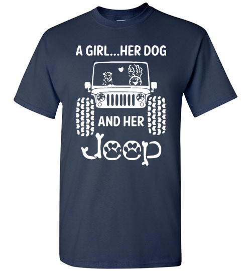 A Girl Her Dog and Her Jeep Vintage Retro T-Shirt S to 5XL