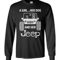 $23.95 - A Girl Her Dog and Her Jeep Funny Canvas Long Sleeve T-Shirt