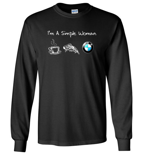 $23.95 - I'm a simple woman likes coffee pizza and BMW funny Canvas Long Sleeve T-Shirt