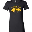$19.95 - Vintage Kansas City Cityscape Retro Football Lady T-Shirt