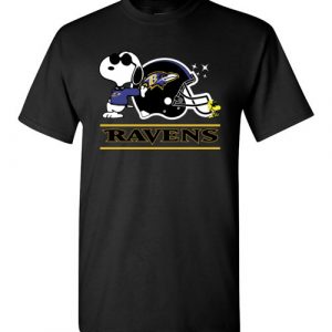 $18.95 - The Baltimore Ravens Joe Cool And Woodstock Snoopy Football T-Shirt