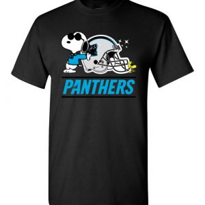 $18.95 - The Carolina Panthers Joe Cool And Woodstock Snoopy Football T-Shirt