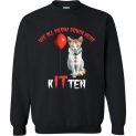 $29.95 - Scary Creepy We All MEOW Down Here Clown Cat Kitten Sweatshirt