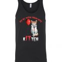 $24.95 - Scary Creepy We All MEOW Down Here Clown Cat Kitten Unisex Tank