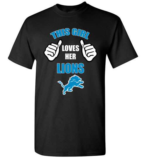 $18.95 - This Girl Loves Her Detroit Lions Funny NFL T-Shirt