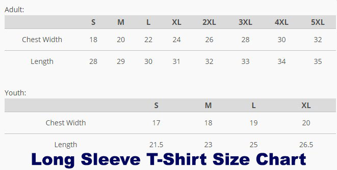 Gildan Long Sleeve T-Shirt Size